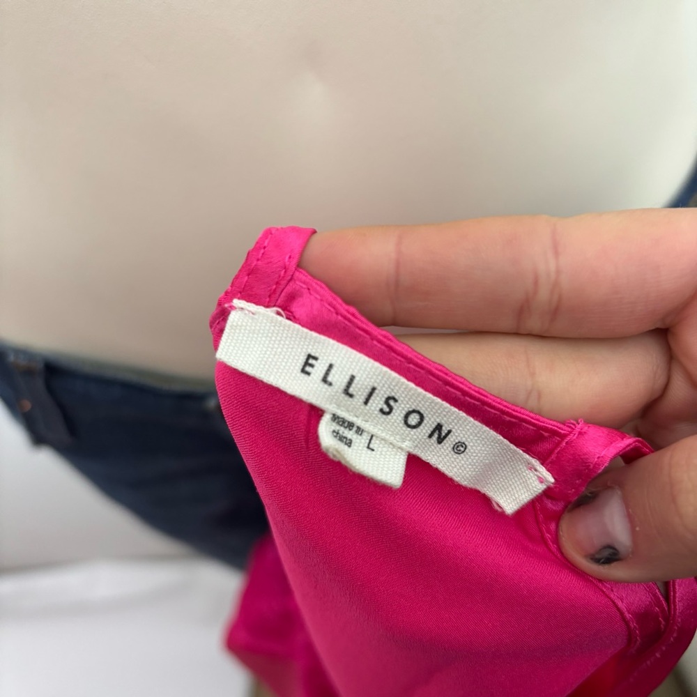 NWT Ellison hot pink Lace Trim Cami Top - Picture 6 of 6